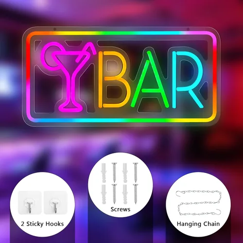 Miniatura 5 de Letrero de neón de barra, letrero LED para decoración de pared, letreros de luz de neón LED para el hogar, luces de barra alimentadas por USB