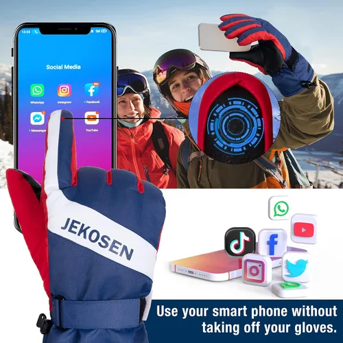 Miniatura 3 de JEKOSEN Guantes de esquí 2023 para clima frío para mantener el calor, guantes de nieve impermeables para pantalla táctil, guantes de snowboard