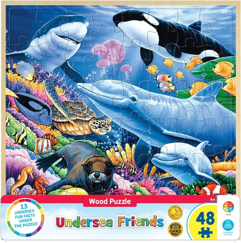 Miniatura 20 de Masterpieces Rompecabezas de 48 piezas de hechos divertidos para niños, rompecabezas de madera del arca de Noé, 12 x 12 pulgadas