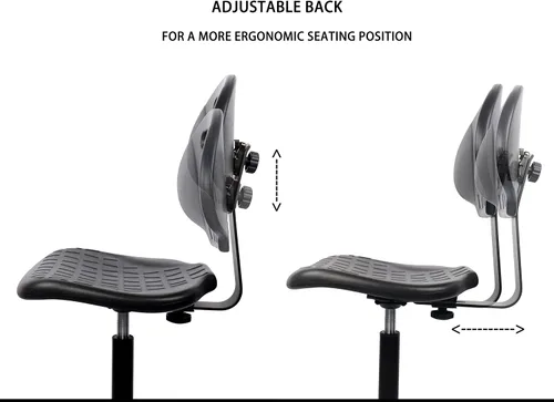 Miniatura 4 de Taburete ergonómico resistente de dibujo negro, fácil de limpiar, más grande (20") Adj. reposapiés y base (26") en el mercado. Rango Seat Ht