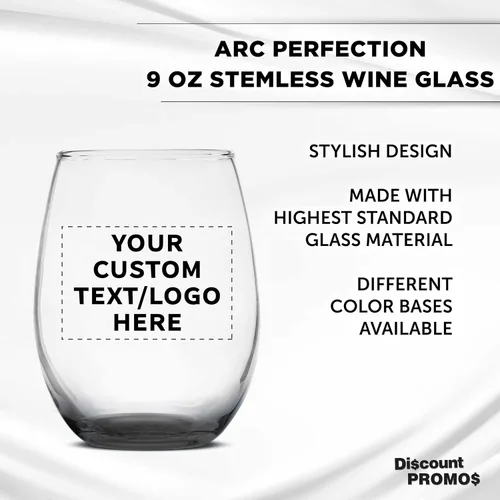 Miniatura 3 de DISCOUNT PROMOS Copas de vino personalizadas sin tallo, 9 onzas, juego de 10/50/100, paquete personalizado a granel, ideal para recuerdos de boda