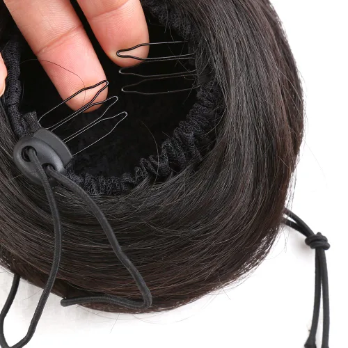 Miniatura 6 de Bella Hair Extensión de moño 100% humano en forma de dona, extensiones de moño para mujeres y hombres, coleteros falsos instantáneos