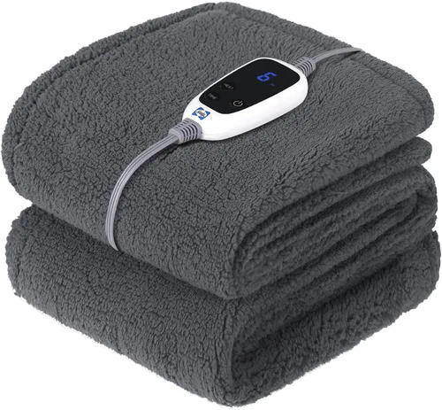 Miniatura 21 de Sealy - Manta eléctrica térmica de doble sherpa suave de 50 x 60 pulgadas súper acogedora con 6 niveles de calentamiento rápido y apagado automático