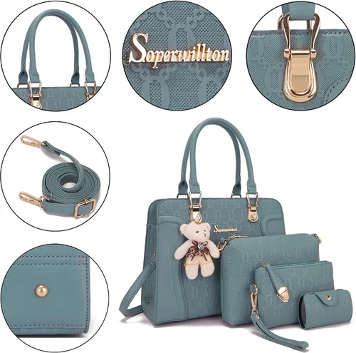 Miniatura 60 de Bolsos de mano de moda para mujer, bolsa de hombro, asa superior, bolsa de mano, juego de 4 piezas