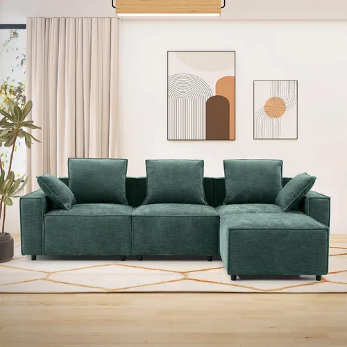 Miniatura 13 de WILLOVE Juego de sofá modular modular, sofá nube de felpilla con reposabrazos anchos y 8 almohadas, sofás de asiento profundo para sala de estar, 4