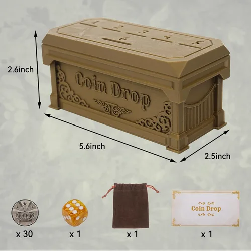 Miniatura 2 de Juego de centavo con 30 monedas de metal, 1 dado, juego de gota de monedas, un divertido juego de mesa clásico.