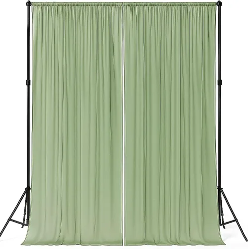 Miniatura 7 de AK-Trading - Paneles de cortinas de gasa para eventos de boda y decoración, cortinas de telón de fondo (115 x 120 pulgadas, negro)