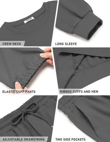 Miniatura 30 de COOFANDY Conjunto deportivo de 2 piezas para hombre, sudadera de manga larga, sin botones, para deportes, casual, fitness, trotar