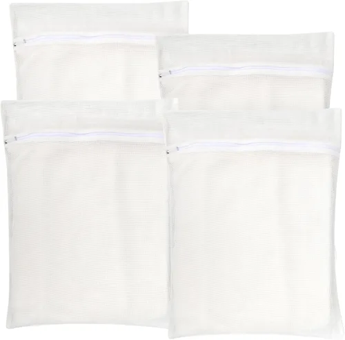 Miniatura 14 de Bolsas de lavandería de malla de algodón orgánico grandes y duraderas de 4 piezas con cremalleras resistentes y malla transpirable son delicadas Azul