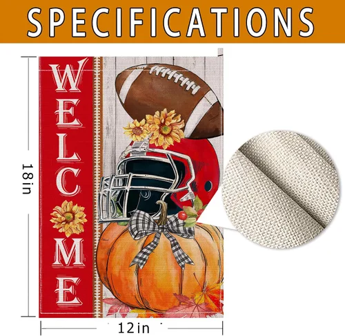 Miniatura 4 de Hexagram Banderas de Jardín de Otoño 12 x 18 pulgadas Doble Cara, Bandera de Jardín de Fútbol de Otoño para Exteriores, Banderas de Casa