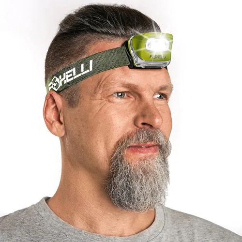 Miniatura 13 de Foxelli Linterna de Cabeza LED para Adultos y Niños, para Correr, Acampar, Hacer Senderismo, Faro de Cabeza con Luz Blanca y Roja, Diadema Cómoda