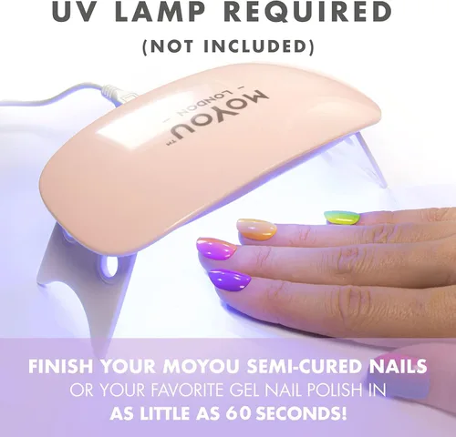 Miniatura 5 de MOYOU LONDON Tiras de uñas de gel semicuradas de color liso, 20 unidades. Envolturas de uñas de gel UV para manicura de calidad de salón, fácil