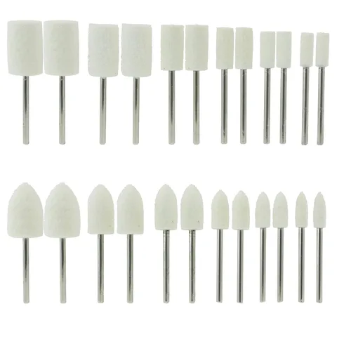 Juego de 24 brocas de pulido de fieltro de lana de 3/32 pulgadas para herramientas rotativas, incluye Dremel