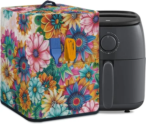 Miniatura 42 de Air Fryer Oven Dust Cover with Handle and Pocket, Easy Cleaning Electric Appliance Cover, Brown Flower Flor marrón (Brown Flower)