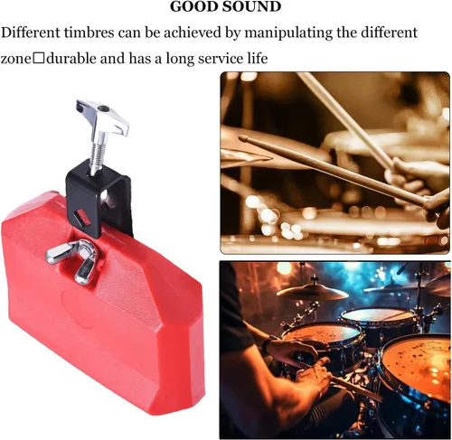 Miniatura 4 de MOONBACK Conjunto de cencerro y bloque de jam de 6 pulgadas, bloque de percusión musical de plástico, instrumento de tambor latino, cencerro