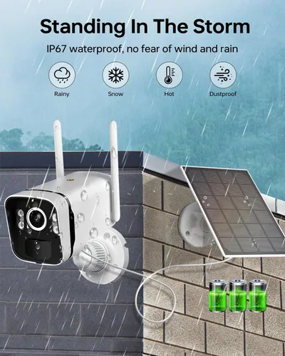 Miniatura 5 de Cámaras de seguridad solar inalámbricas para exteriores: Sistema de seguridad wifi para el hogar con batería solar de 2.5K/4MP UHD, monitor LCD