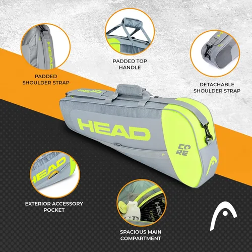 Miniatura 2 de Head Core 3R Pro, bolsa para raquetas de tenis Gris/Amarillo