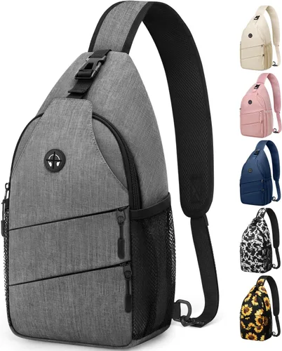 Miniatura 14 de Pritent Bolsos cruzados para mujeres y hombres, mochila de moda, bolsa casual para el pecho con correa de hombro convertible Negro