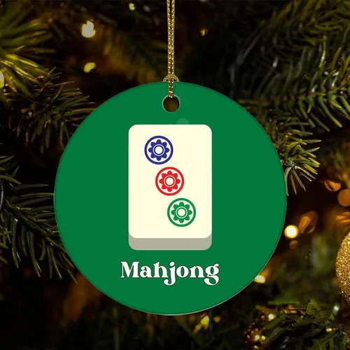 Cheyan Divertido adorno chino de porcelana de Mahjong para decoración del hogar, colgantes de Navidad, árbol de Navidad, adorno colgante de árbol de