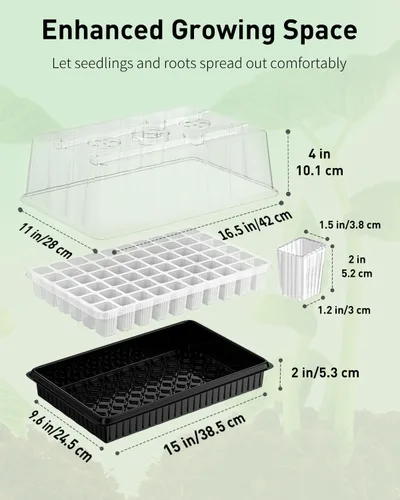 Miniatura 6 de Pawfly Paquete de 2 kits de iniciación de semillas, 120 celdas, bandejas de inicio de semillas con barras de luz de cultivo ajustables y cúpulas