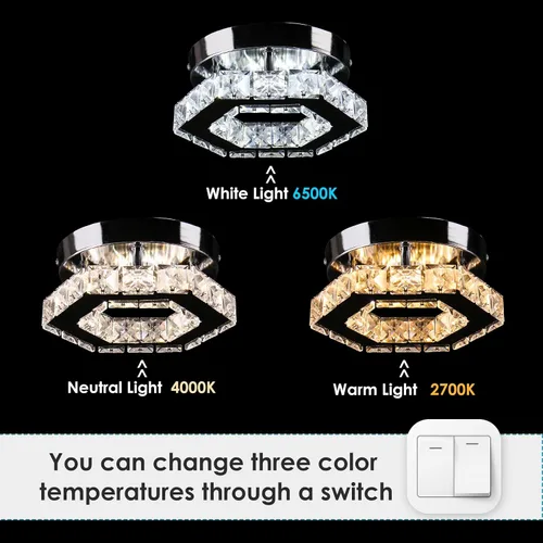 Miniatura 5 de Mini candelabro LED de cristal, iluminación empotrada, lámpara de techo moderna de cristal para pasillo, bar, escalera, cocina, dormitorio