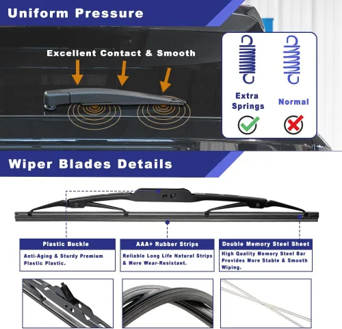 Miniatura 3 de Kit de brazo y cuchilla de acero para limpiaparabrisas trasero compatible con Dodge Grand Caravan 2008-2010, Chrysler Town & Country