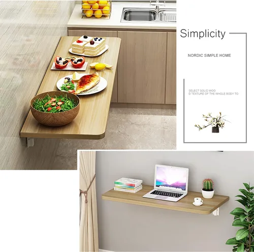 Miniatura 2 de Banco de trabajo montado en la pared para colgar en la pared, mesa plegable de madera maciza, mesa de cocina plegable pequeña, mesa de cocina Blanco