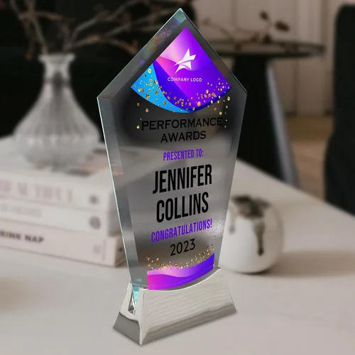 Miniatura 6 de Placa de vidrio personalizada de 9 1/4 pulgadas, placa personalizada como premios y trofeos, placas de vidrio para premios como jubilación y Diseño 3