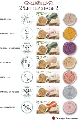 Miniatura 4 de Sello de cera con monograma personalizado para boda, iniciales personalizadas para parejas, hecho a mano en Estados Unidos, múltiples opciones
