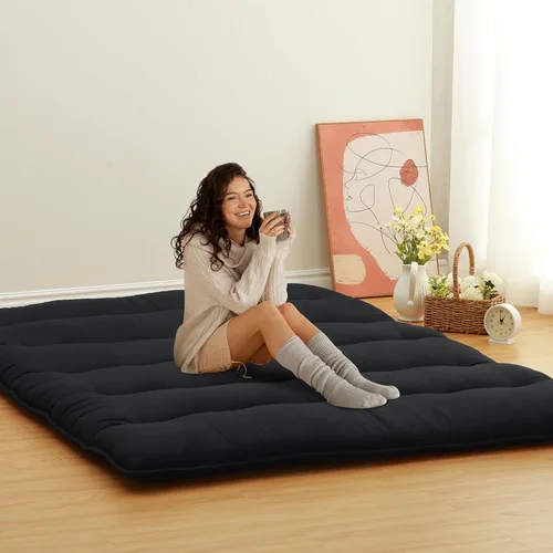 Miniatura 11 de ROYGROW Colchón de futón japonés para niños, colchón de futón japonés tamaño individual, tapete para dormir, tapete de tatami, almohadilla