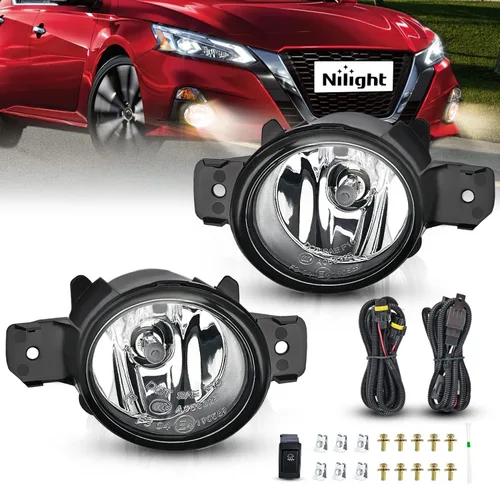 Miniatura 11 de Conjunto de luces antiniebla Nilight Compatible con Nissan Maxima 2000 2001 Sentra 2002 2003 Frontier 2004 Xterra Lámparas de lente transparente