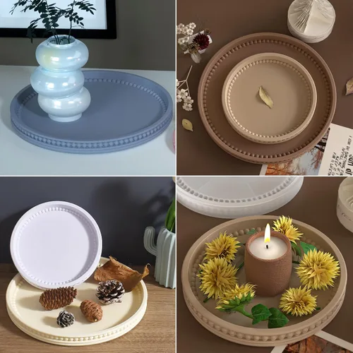 Miniatura 7 de Wehous Molde redondo grande para bandeja de cuentas, bandeja de servir de 10.6 pulgadas, moldes de silicona para resina epoxi, contenedor de Ronda