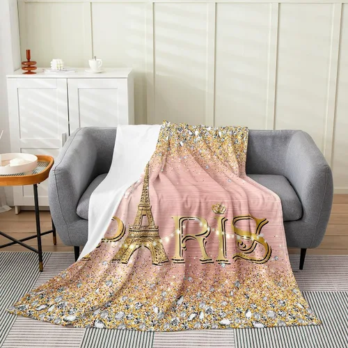 Miniatura 6 de Erosebridal Manta romántica de la Torre Eiffel de 40 x 50 pulgadas, manta romántica de vellón de la torre de París para adolescentes y adultos