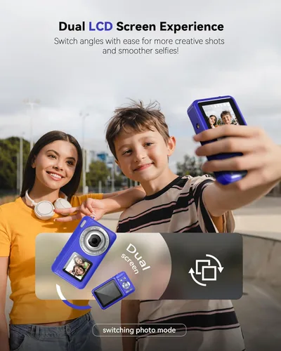 Miniatura 3 de Cámara digital, cámara dual de pantalla real 2.7K para fotografía, cámara de vlogging con enfoque automático para video de YouTube, zoom 16x