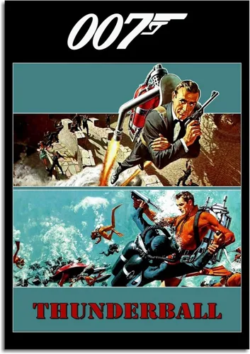 CLEARCONNECT Thunderball 1965 - Póster de película de acción y aventura, impresiones en lienzo clásicas de películas antiguas, arte de pared para