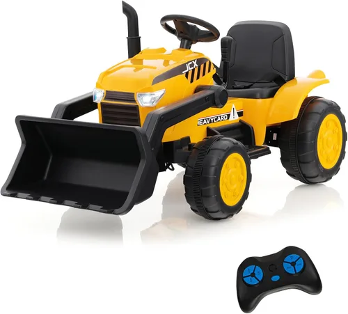 Miniatura 11 de Costzon Excavadora para Montar, Bulldozer Excavadora con Batería de 12V con Cucharón de Excavación Ajustable, Luz LED Trasera, Música, Bocina