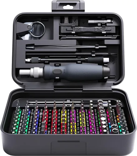 Juego de mini destornilladores de precisión con identificación codificada por colores, kits de herramientas de reparación micro magnética 132 en 1