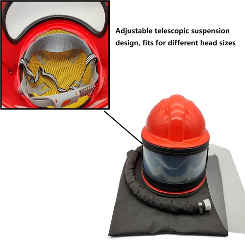 Miniatura 2 de Casco Sandblaster Seguro con Alimentación de Aire, Casco de Arenado, Protector de Hombro, Capucha de Arenado, Termostato Sandblaster, 5 Piezas