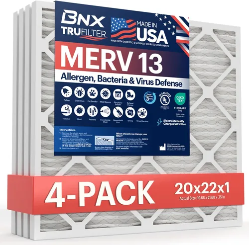 Miniatura 45 de BNX TruFilter - Filtro de aire 10 x 10 x 1 MERV 13, electrostático plisado, para aire acondicionado, HVAC y hornos, para alergias, polen, moho