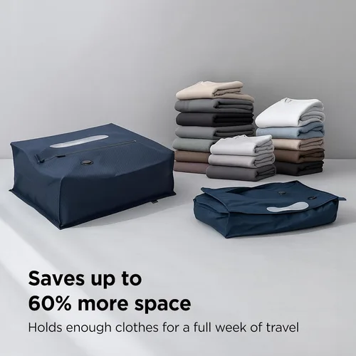 Miniatura 4 de Bolsas de compresión de viaje con sellado al vacío para equipaje de mano, impermeables, herméticos con ventana y válvula unidireccional integrada