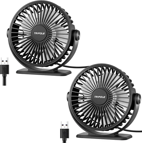 Miniatura 10 de TriPole Ventilador de escritorio con USB, ventilador pequeño portátil de 3 velocidades con brisa fuerte ajustable, mini ventiladores personales