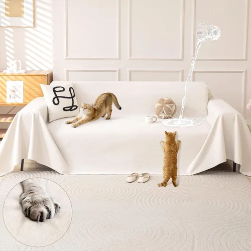 Miniatura 9 de OstepDecor Funda de Sofá de Chenilla, Fundas de Sofá Beige Lavables, Fundas de Sofá Seccional para Sofá en Forma de L, Funda Manta de Sofá, Fundas