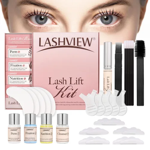 Miniatura 13 de LASHVIEW Kit de elevación de pestañas, kit profesional de pestañas permanentes, conjunto líquido, semipermanente, rizado permanente, extensión