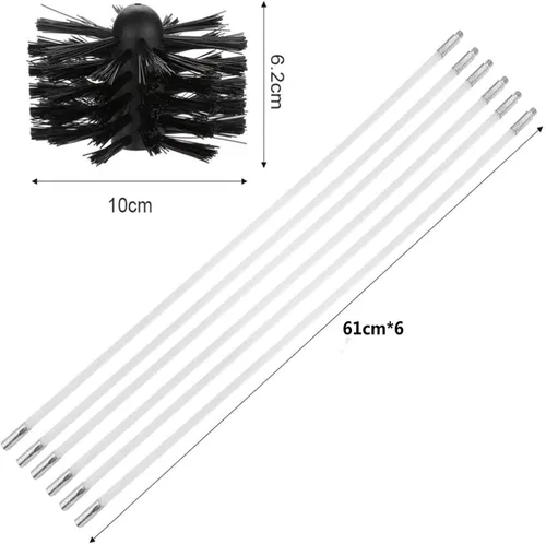 Miniatura 2 de Kit de limpieza de ventilación de secadora, kit de limpieza de conductos de secadora con 6 varillas flexibles y 1 cabezal de cepillo de nailon