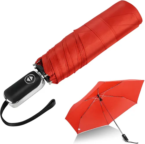 Miniatura 113 de LEAGERA Paraguas de viaje compacto para bolso, mango plano, impermeable para lluvia ligera