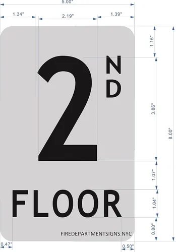 Miniatura 2 de Signo de piso 2º (cepillo de aluminio, 5X8)-La línea Mont Argent.