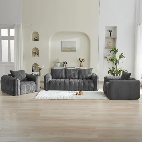 Miniatura 25 de Sofá Loveseat Sin Armazón de 66'', Sofá de 2 Plazas con Asientos Profundos Acolchados con Reposabrazos Redondeados, Sofá Nube de Pana Tapizado