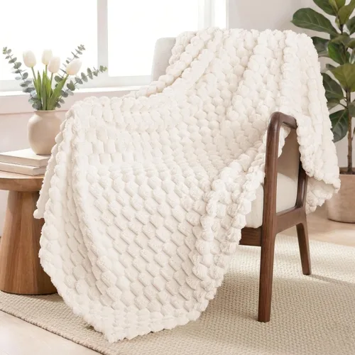 Miniatura 45 de Exclusivo Mezcla - Manta de vellón extragrande, 50 x 70 pulgadas, elegante, tela jacquard suave, mullida, acogedora y ligera, para invierno