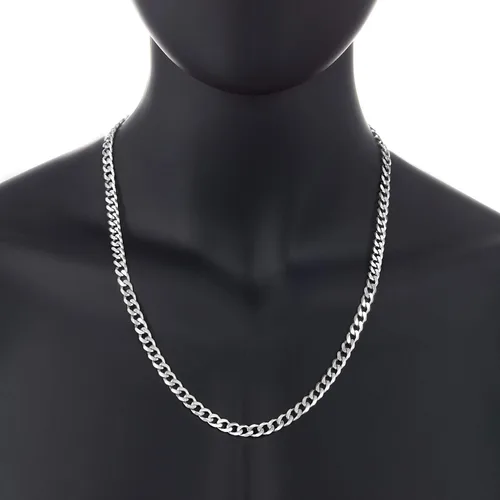 Miniatura 5 de The Bling Factory Men's 6.5mm Solid .925 Sterling Silver Beveled Curb Chain Necklace