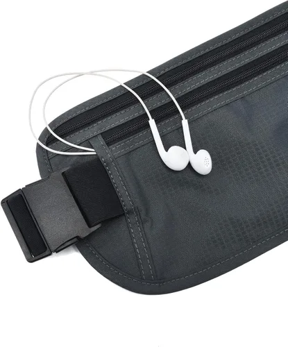 Miniatura 141 de DAITET Cinturón de dinero, soporte para pasaporte, cartera de viaje oculta segura con bloqueo RFID, riñonera encubierta (negro), Negro, Rfid